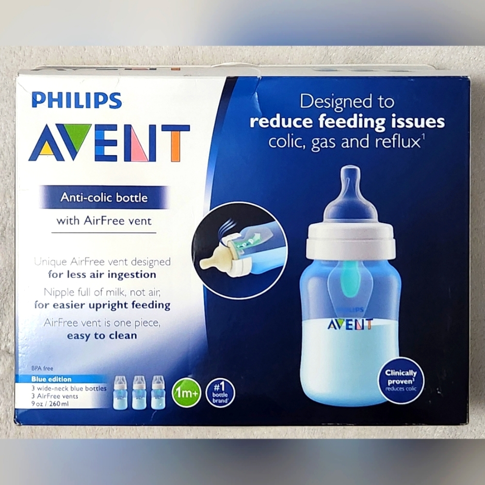 NIB Philips AVENT Anti-colic bottle with AirFree vent, 9oz, 1m+
